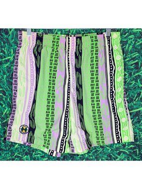 Vintage Cross Colours Nylon Tribal Swim Trunks Hip Hop Shorts HBCU Men’s Medium